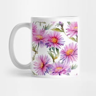 Watercolor Wildflower New England Aster Pattern 2 Mug